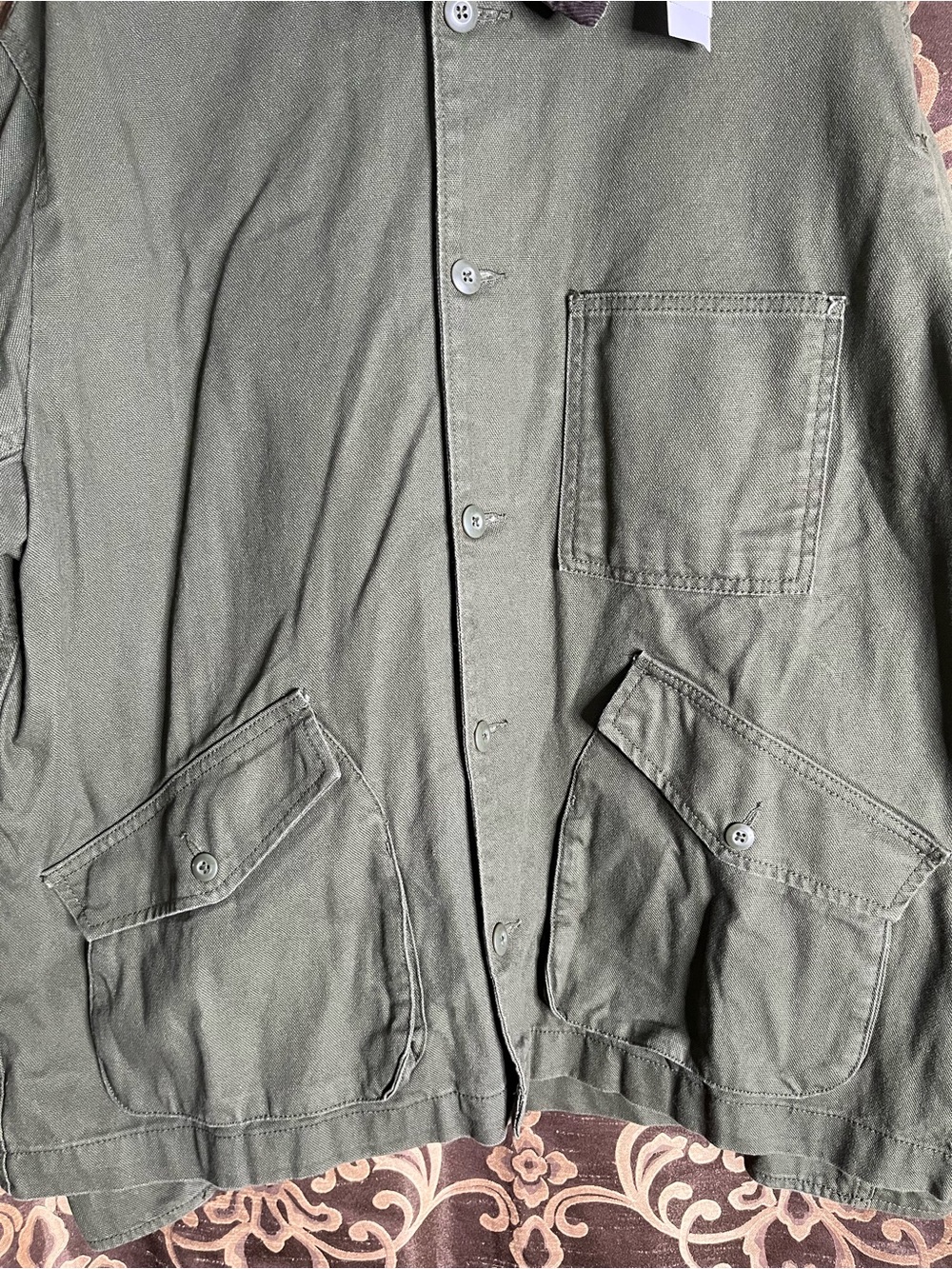 GAP Men’s Olive Green Field Jacket with Dark Brown Corduroy Collar - Picture 4 of 10